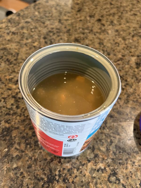 This is how much liquid I poured off before finding any solid food.