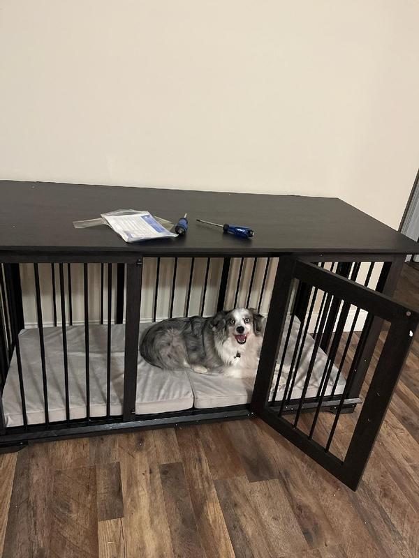 FRISCO "Broadway" Dog Crate Credenza & Mat Kit, Antique White, 65 x 28.