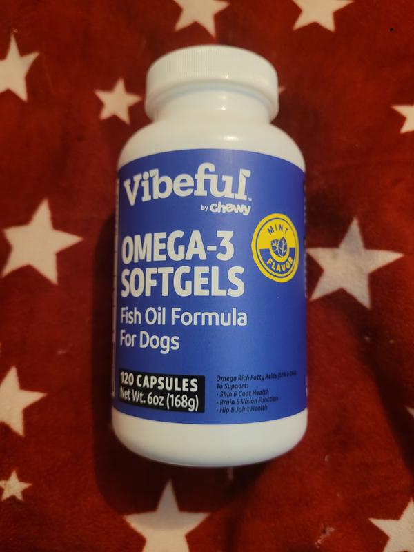 Vibeful Omega 3 Fish Oil Formula Softgels Skin Coat Supplement for Dogs