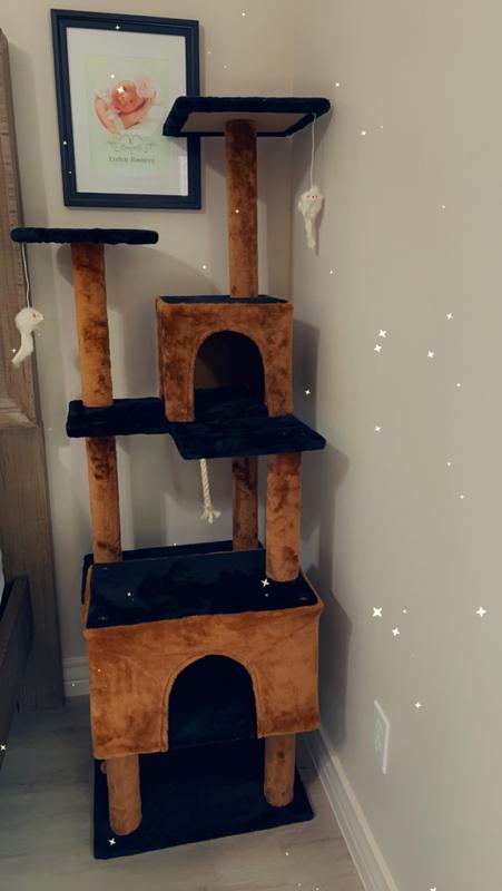 Go Pet Club 61-in Cat Tree House, Brown/Black