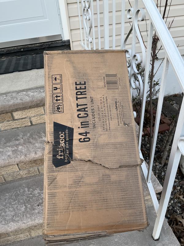 FRISCO 64in Cat Tree with Hammock, Condo, 2 Top Perches with Bed, Gray