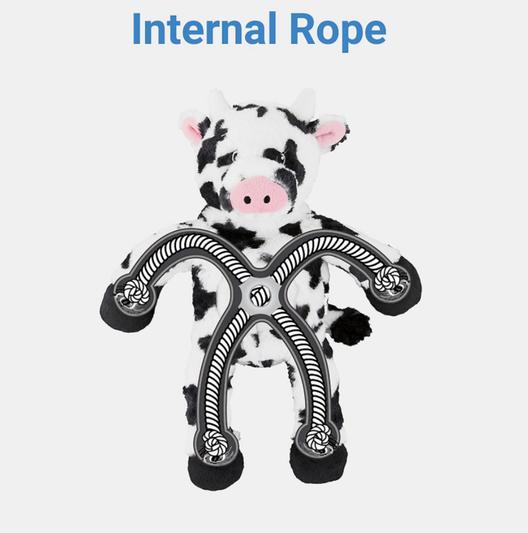 FRISCO Cow Plush with Inside Rope Squeaky Dog Toy, Medium