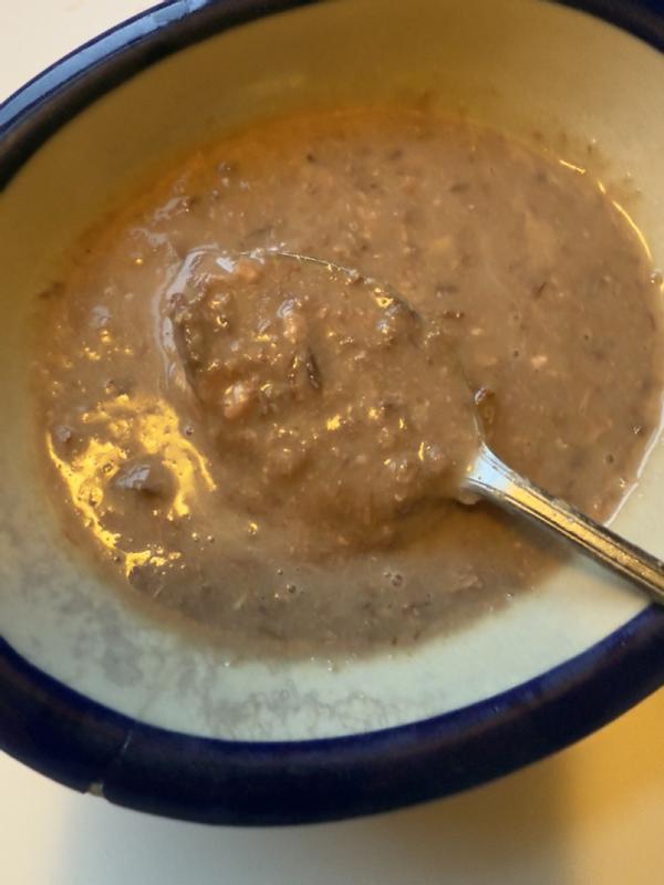 Full pouch, whipped up in pouch with 2-3 Tbsp of water