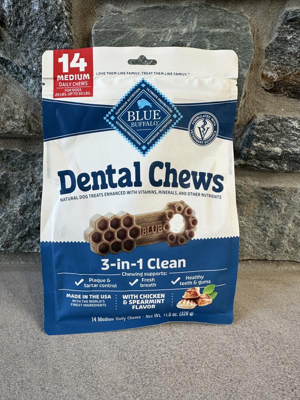 BLUE BUFFALO Dental Bones Medium Dental Chew Dog Treats 14 count Chewy