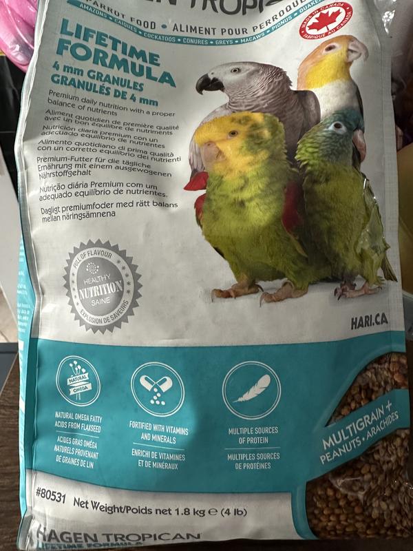 HARI Tropican Lifetime Formula Pellet Parrot Bird Food, 4-lb bag