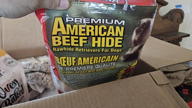 CANINE CHEWS Premium American Beef Hide Rawhide Retrievers Dog Treats ...