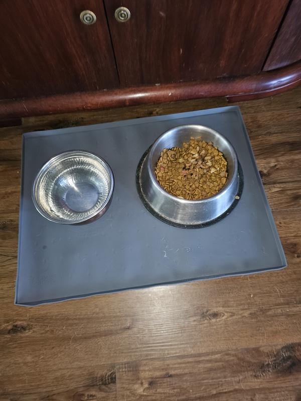 Leashboss Splash Mat Dog Food Silicone Tray with Tall Lip - Gray