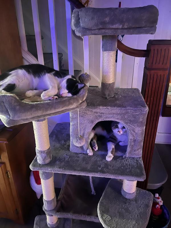 YAHEETECH 59in Plush Cat Tree & Condo, Dark Gray