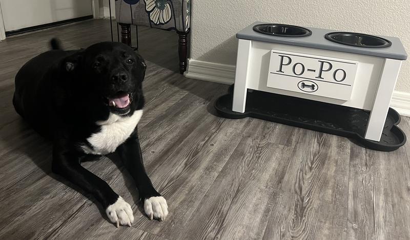 Personalized Elevated Farmhouse Table Raised Dog Feeding Station Stand  w/Bowls