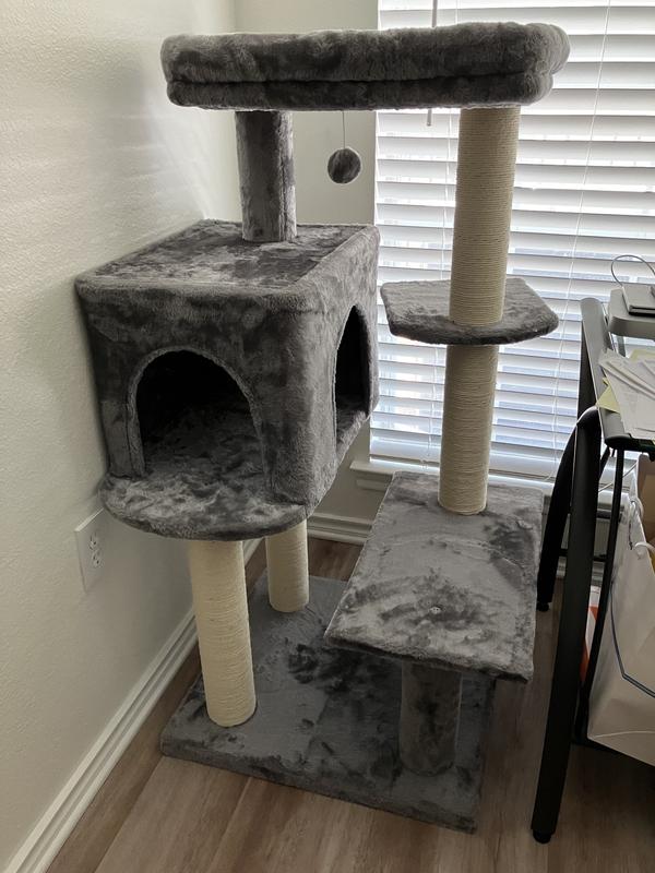 FRISCO 48-in Heavy Duty Faux Fur Cat Tree & Condo, Cream - Chewy.com