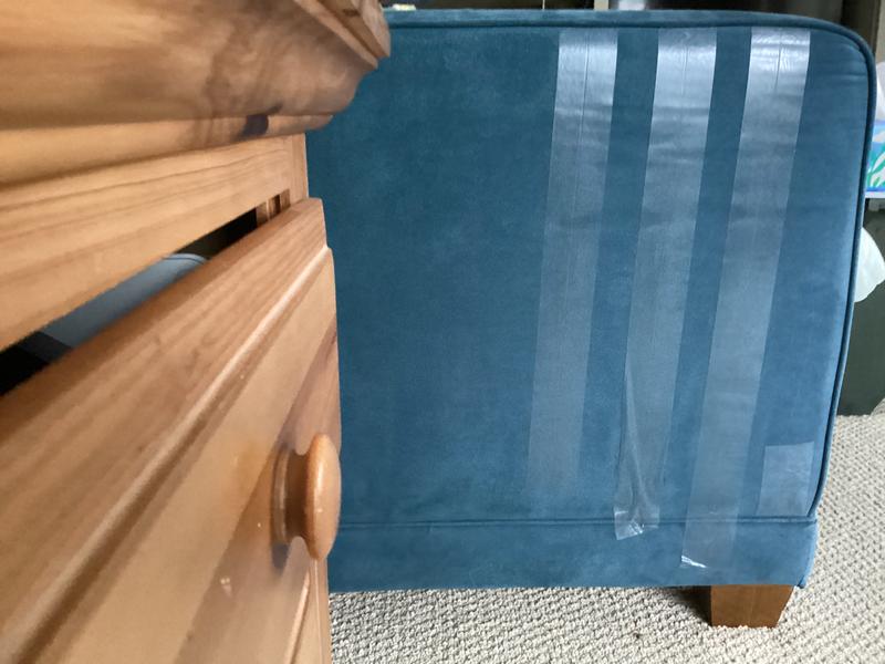 Strips of Sticky Paws tape applied to our couch