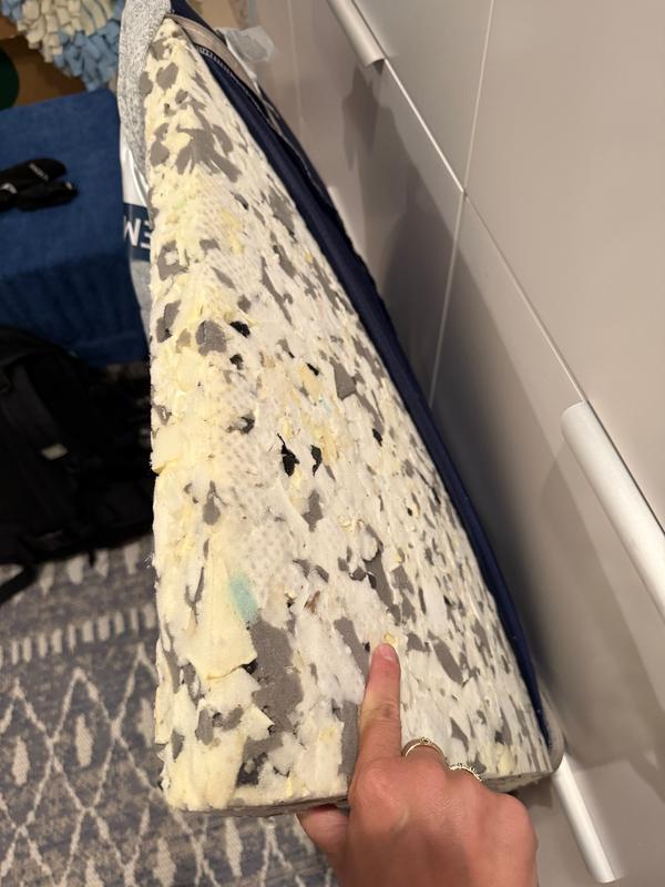 Only glued shredded foam bits. No memory foam whatsoever.