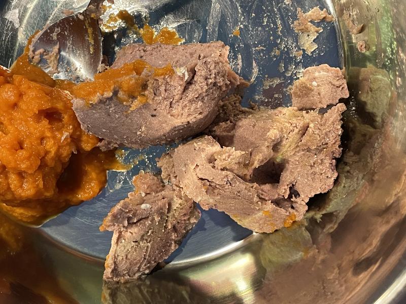 White chunks from the first can