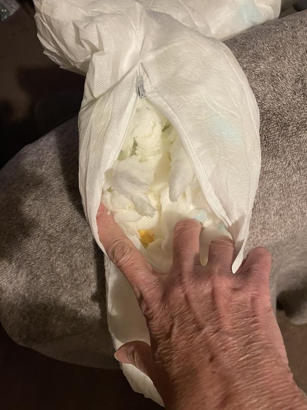 Bulky pieces of torn up foam.