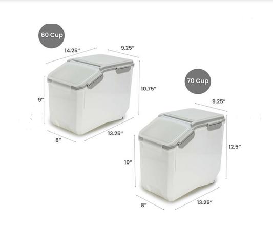 HANAMYA 25 Liter / 40 lbs Rice Storage Container with Measuring Cup, BPA Free, for Rice | Grain | Pet Food | Flour, 1 Count, White