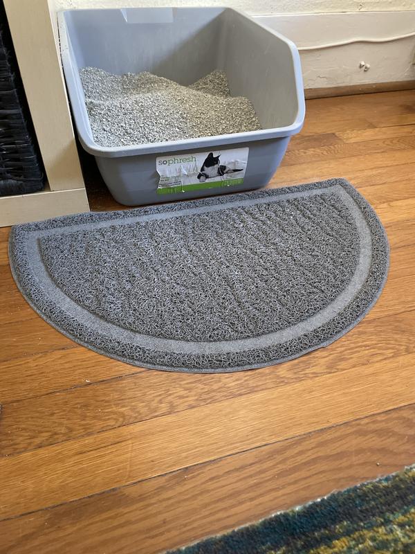 DRYMATE Corner Ridged Cat Litter Trapping Mat, Grey, 29.5-in x 29.5-in 