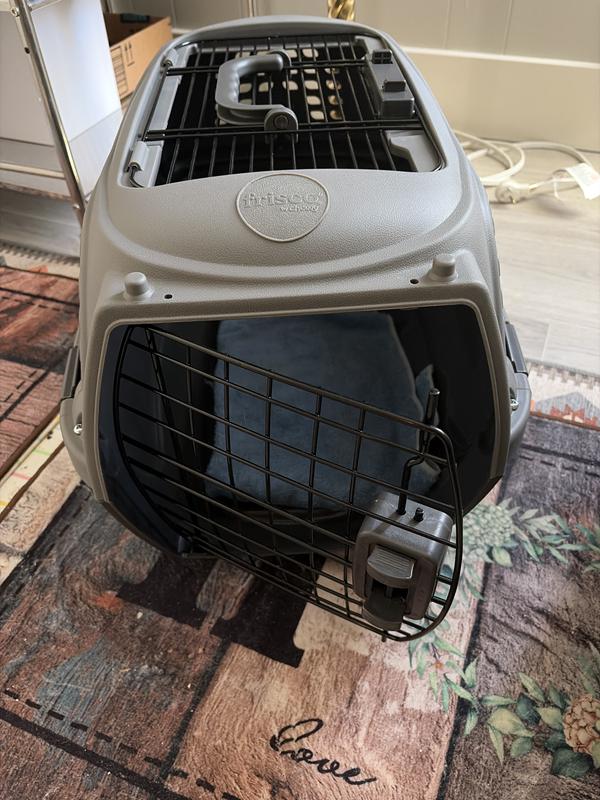 FRISCO Two Door Top Load Plastic Dog & Cat Kennel, Grey, 20-in