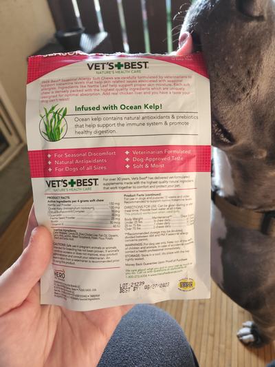 VET S BEST Chicken Flavored Soft Chews Allergy Supplement for Dogs 90 count Chewy