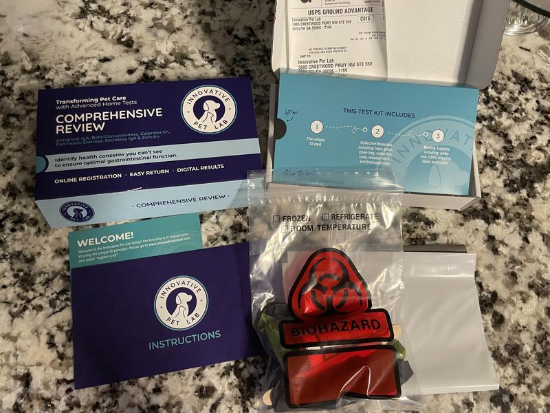 What’s inside the box? Instructions, sample collection kit, a return bag, and a prepaid USPS label.