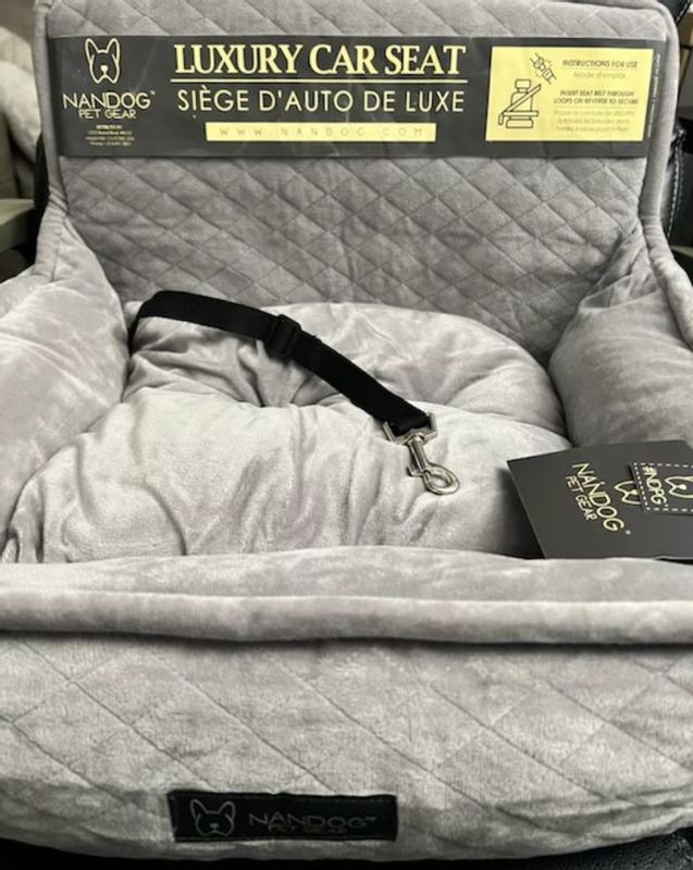 NANDOG Quilted MicroPlush Dog Car Seat Bed, Dark Gray, Medium