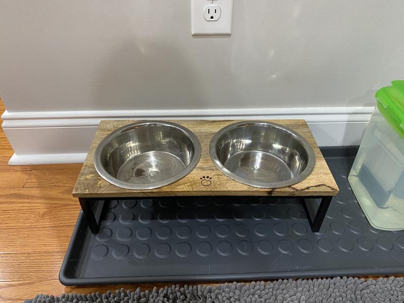 GF PET Large Tall Elevated Feeder for Pets in Mango Wood and Metal