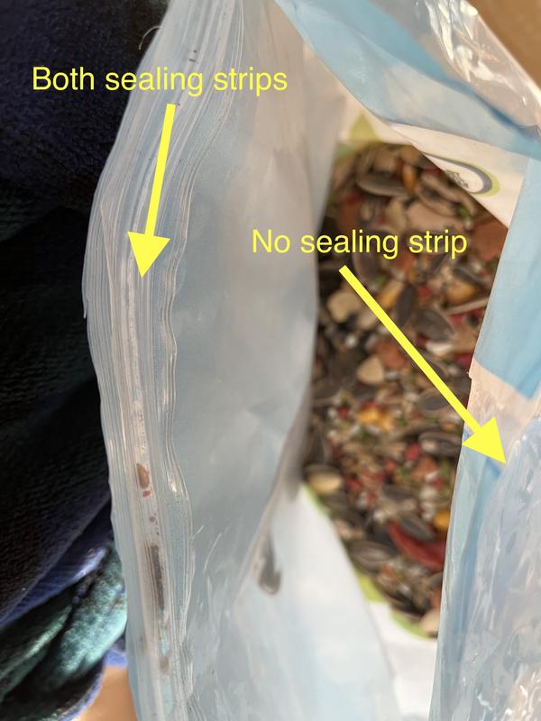 As opened - both sealing strips to left, nothing bonded to the right side of the bag.