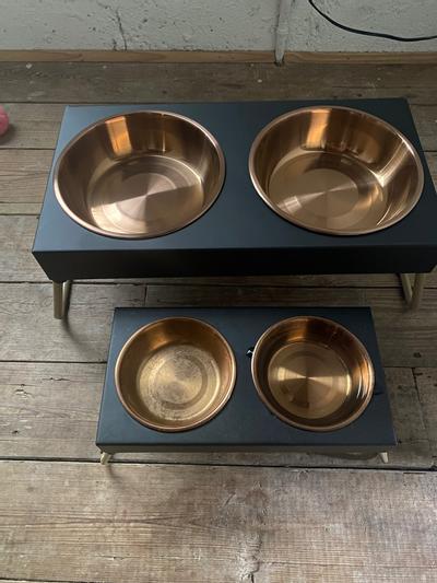 Frisco Copper Stainless Steel Elevated Foldable Double Dog & Cat Bowls, 5.75 Cups