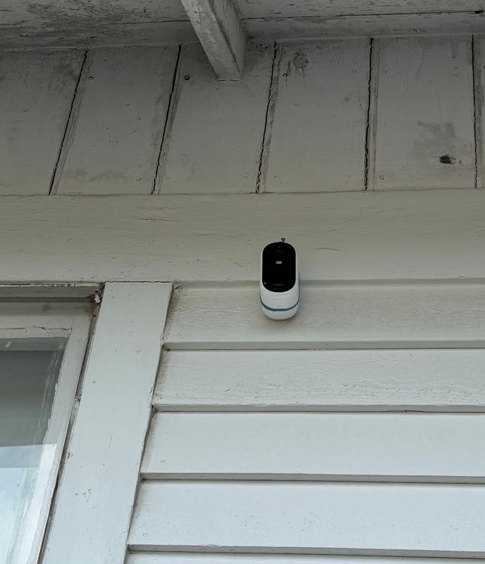 We mounted the camera under the eaves of our house.