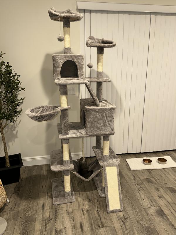 YAHEETECH 82.5-in Multi-Level Tree Condo with 2 Foam Edge Perches Cat ...