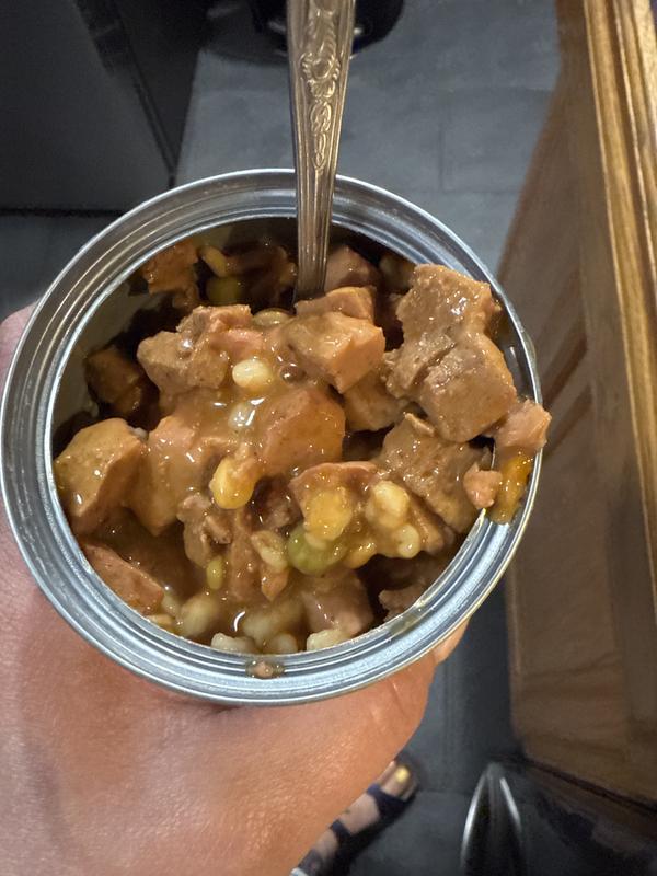 Photo added of open product - you can clearly see meat, noodles, and veggies