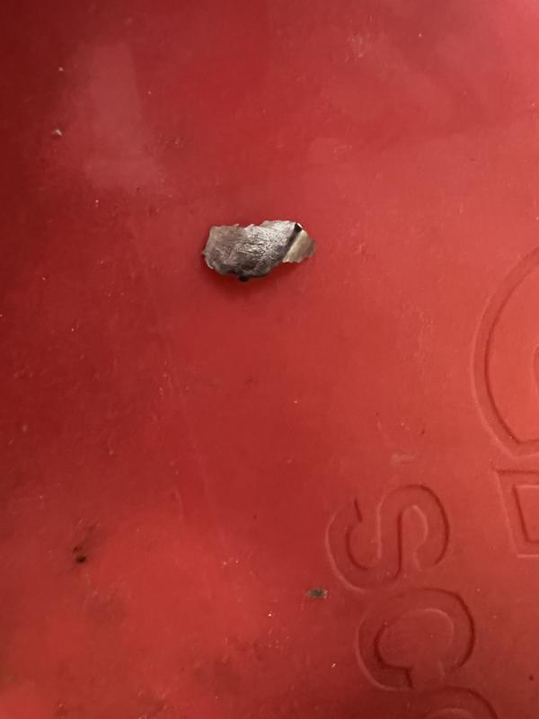 This is one piece I removed. If that had gotten into the letterbox, it would have caused severe damage to the paws. It’s razor sharp.