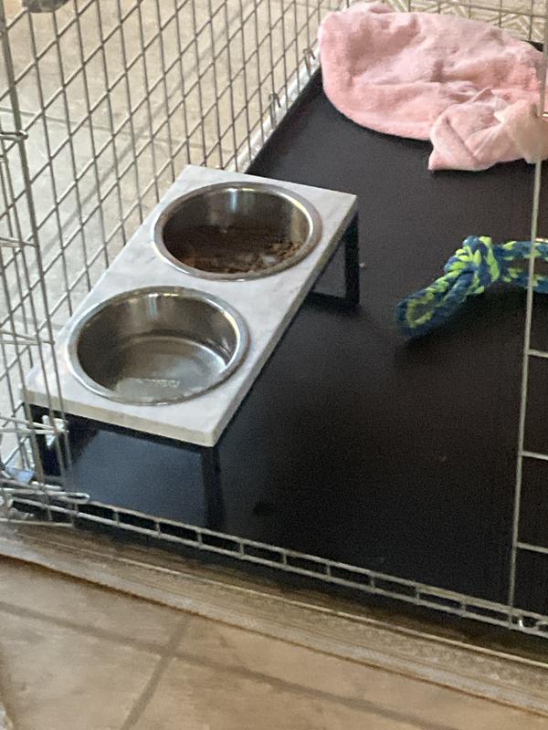 Frisco Marble Print Stainless Steel Double Elevated Dog Bowl