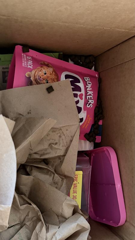 The items I ordered were open and all over the box. I order food and toys from chewy all the time. I was verydisappointed