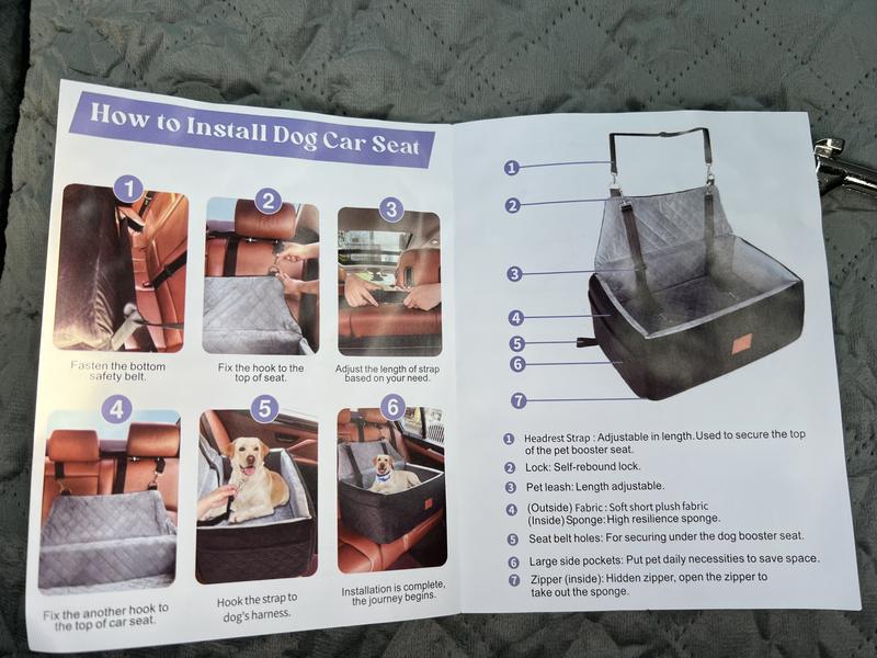 Instruction manual for installing the seat into a car.