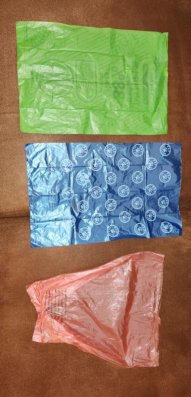 The three bags I'm comparing.  Arm & Hammer bag is in the middle