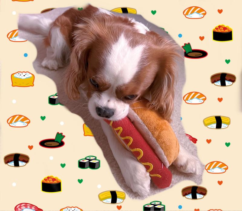 P.L.A.Y. Pet Lifestyle and You American Classic Food Hot Dog Squeaky Plush  Dog Toy