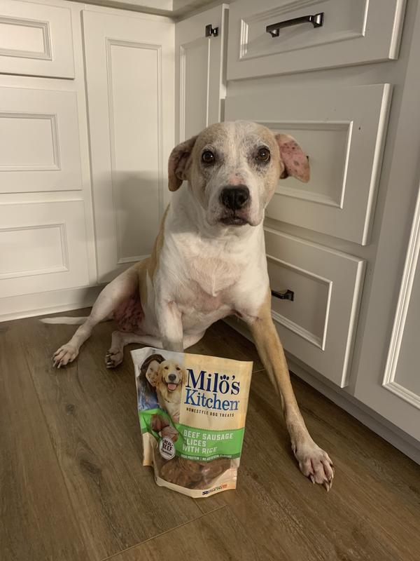 Milo's kitchen beef sausage slices best sale