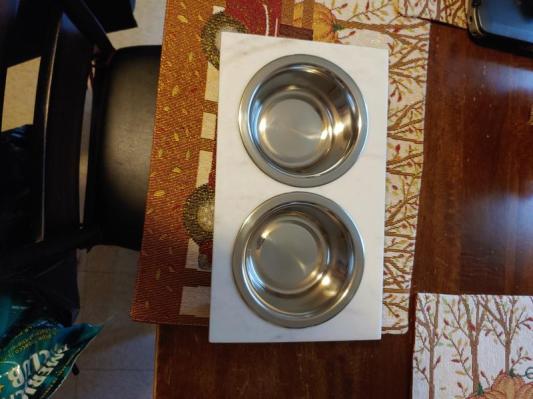 FRISCO Marble Print Stainless Steel Double Elevated Dog Bowl, Gold Stand,  Medium: 3 cup - Chewy.com