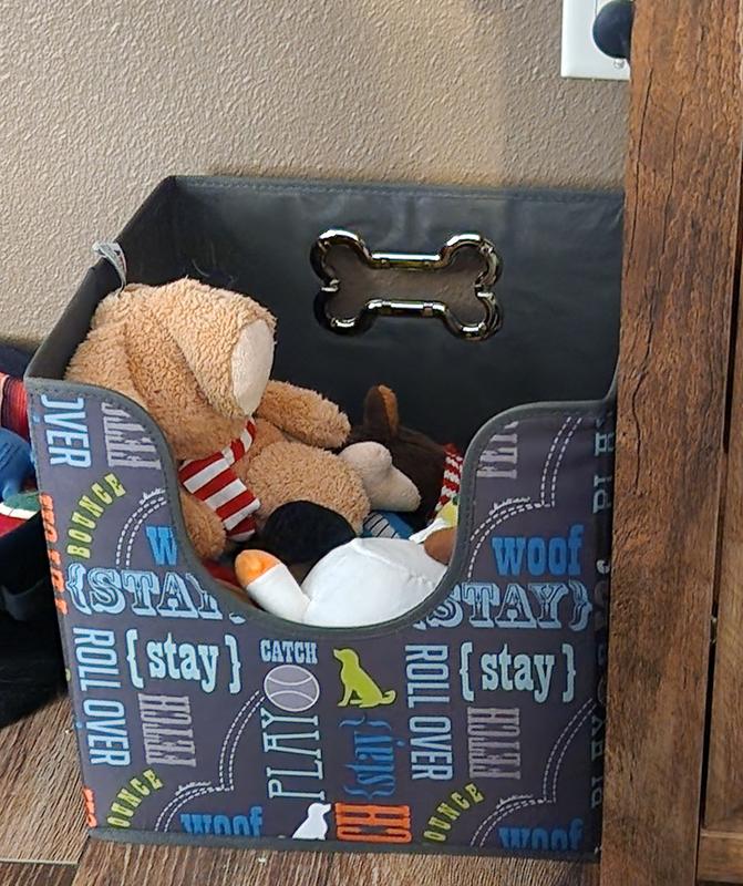 Paw Prints Word Design Rover Fabric Pet Storage