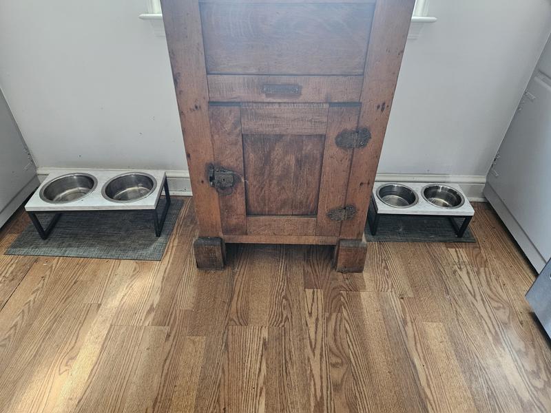 Frisco Marble Print Stainless Steel Double Elevated Dog Bowl