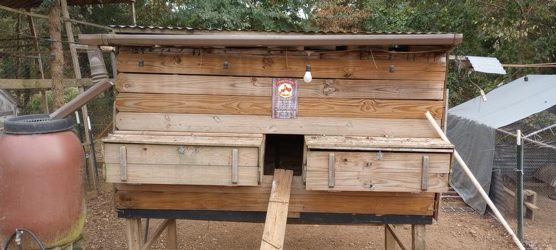 Homemade nesting boxes.