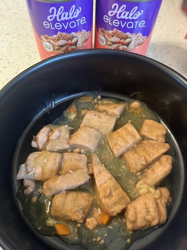 Halo Elevate Kettle Cooked Chunky Healthy Grains Chicken & Salmon Stew with Carrots, White Potatoes & Brown Rice Wet Dog Food, 12.7-oz can, case of 6