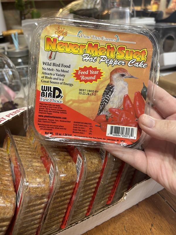 Pine Tree Farms Never Melt Suet Hot Pepper Cake Bird Food, 12-oz tray, 12 count
