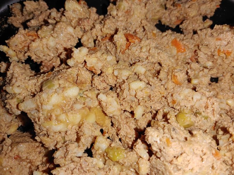 Photo of Nutrish Real Chicken & Apple Recipe Whole Health Blend Premium Pate Wet Dog Food in Princess's food tray.