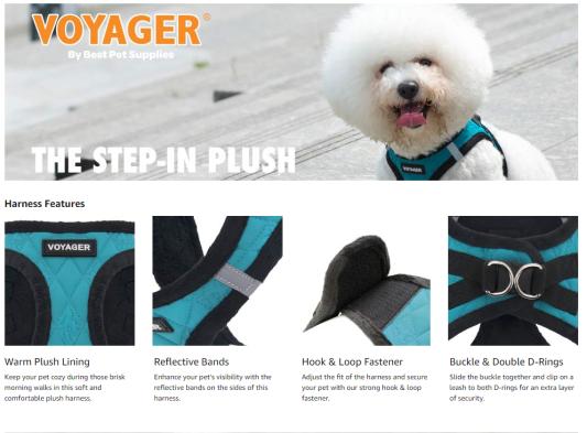 BEST PET SUPPLIES Voyager Plush Suede Dog Harness Latte X Small