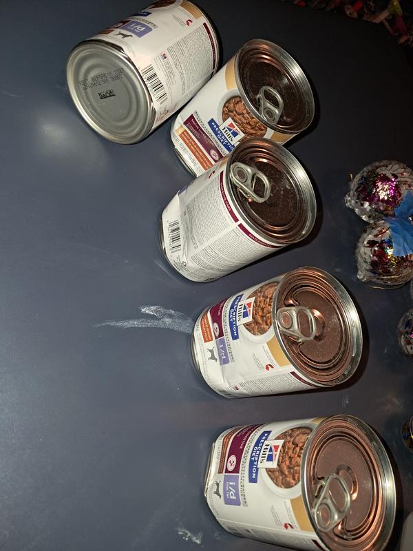 Five dented cans in a case of cans. This isn’t cheap food.