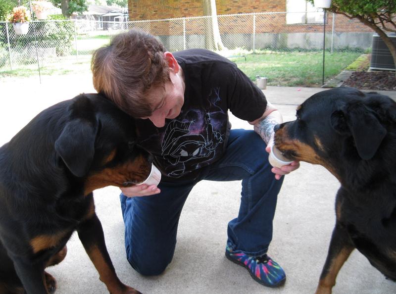 Me and my two rescue Rotties