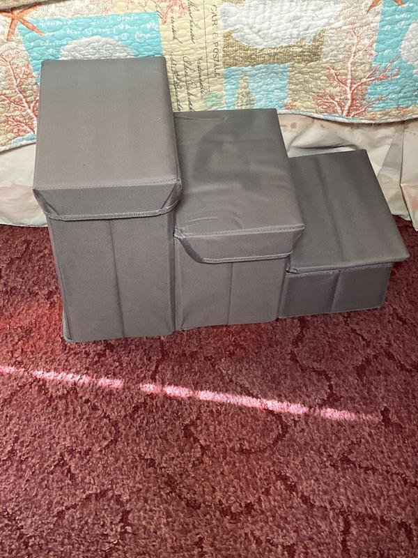 3 storage places and stairs for bed access