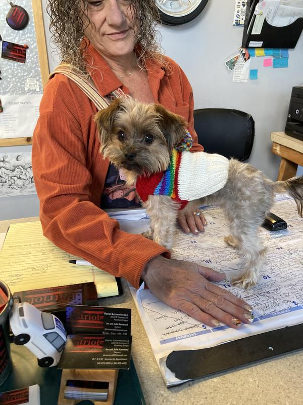 Showin off her Sweater