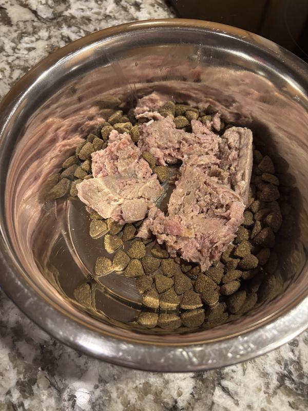 Some in the bowl with kibble.